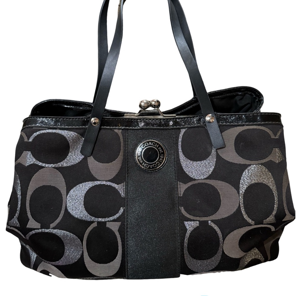 Coach Black and Gray Signature Tote
